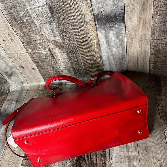 RLL Ralph Lauren Red Leather tote shoulder Handbag - Picture 8 of 15